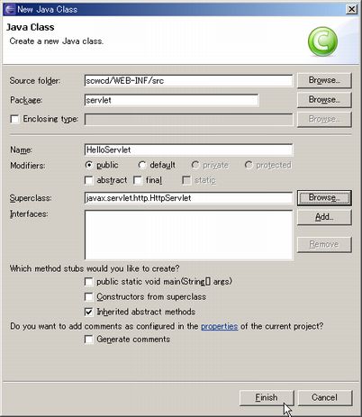 servlet �p�b�P�[�W�̍쐬